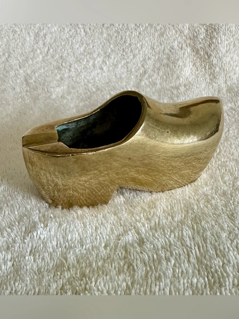 Vintage Solid Brass Taiwan Clog Shoe Ashtray Trinket Dish Catchall
